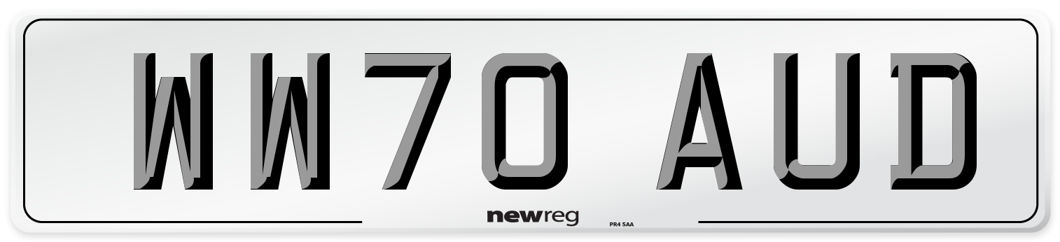 WW70 AUD Number Plate from New Reg